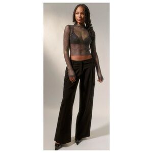 NWOT Urban Outfitters Sasha Sheer Diamante Top in Black  Size Small